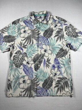 Tommy Bahama Konkan Jungle Silk Blend Camp Short Sleeve Shirt Men Size L